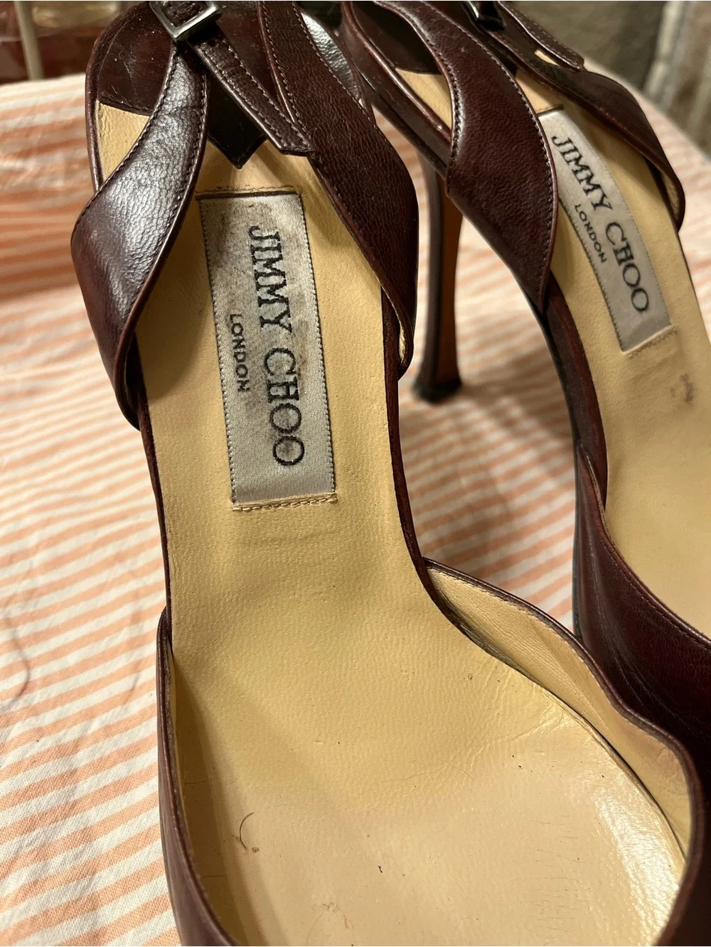 Jimmy Choo Dark Burgundy Leather Pointed Slingback Heels